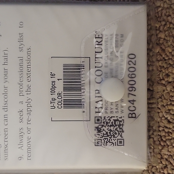 Hair Couture color#1 in 16inch length U-tip keratin bond human hair extensions - Picture 6 of 6